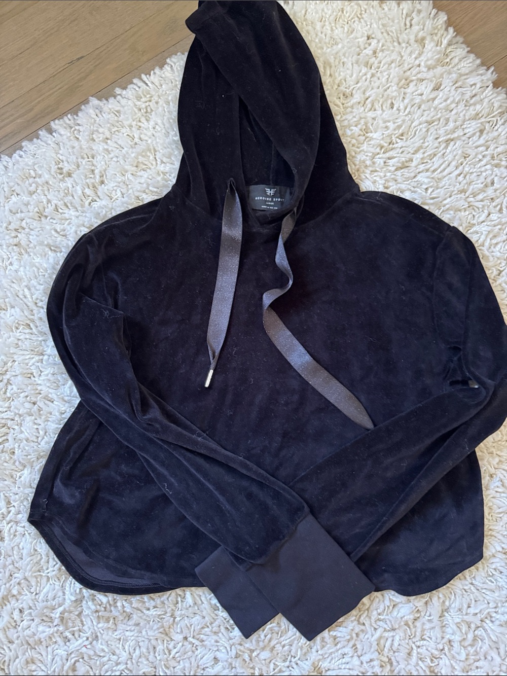 Heroine Sport Black Velour Hoodie